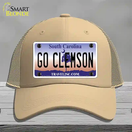 Go Clemson Novelty License Plate Hat Mesh / Khaki