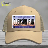 Clemson Fan Novelty License Plate Hat Mesh / Khaki