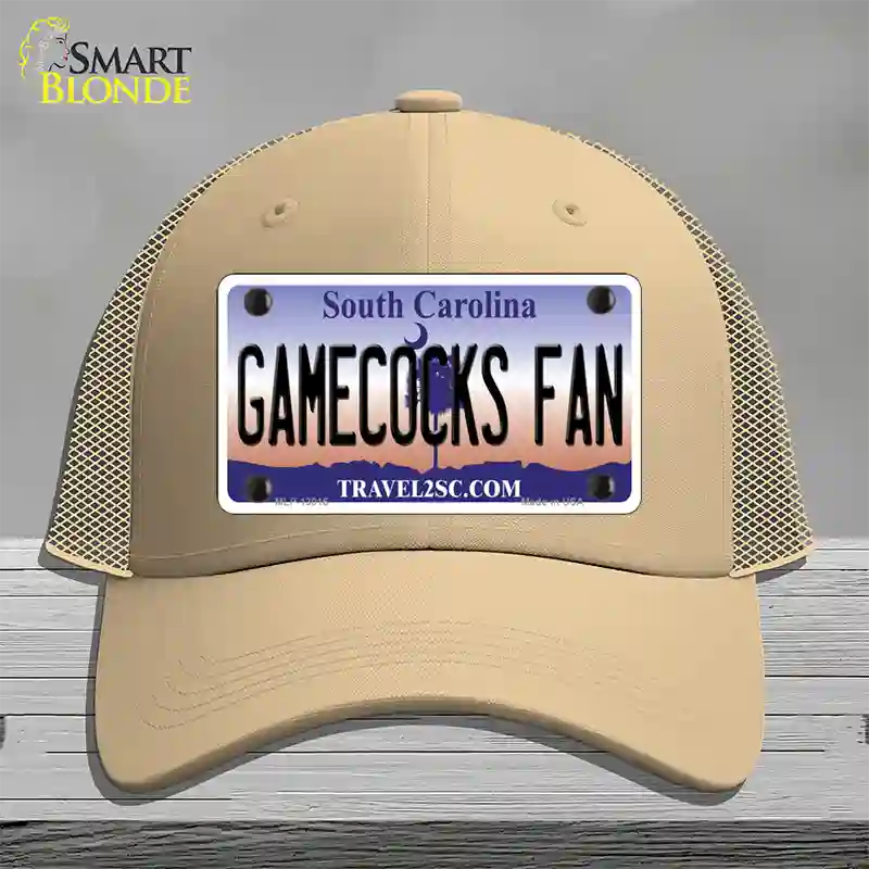 Gamecocks Fan Novelty License Plate Hat Mesh / Khaki