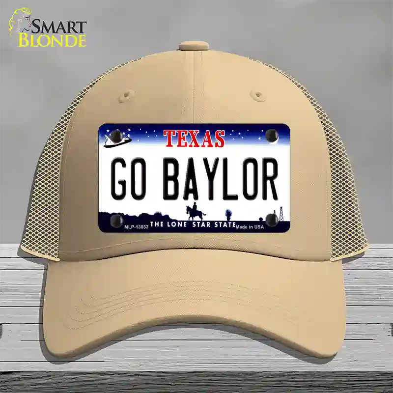 Go Baylor Novelty License Plate Hat Mesh / Khaki