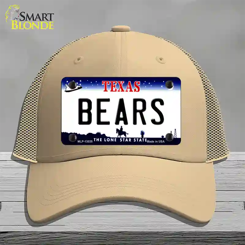 Bears Novelty License Plate Hat Mesh / Khaki