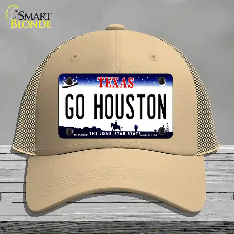 Go Houston Novelty License Plate Hat Mesh / Khaki