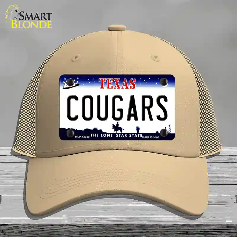 Cougars Novelty License Plate Hat Mesh / Khaki