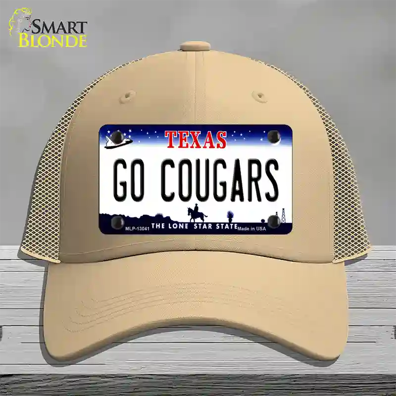 Go Cougars Novelty License Plate Hat Mesh / Khaki