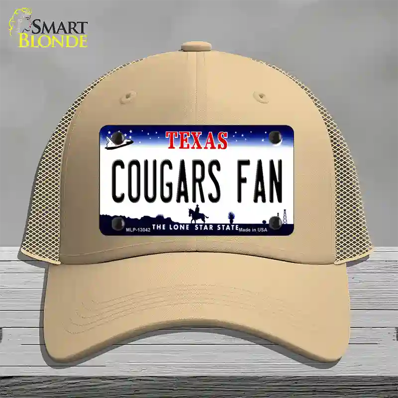 Cougars Fan Novelty License Plate Hat Mesh / Khaki