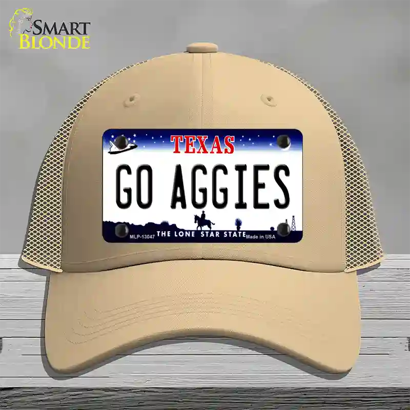 Go Aggies Texas Novelty License Plate Hat Mesh / Khaki