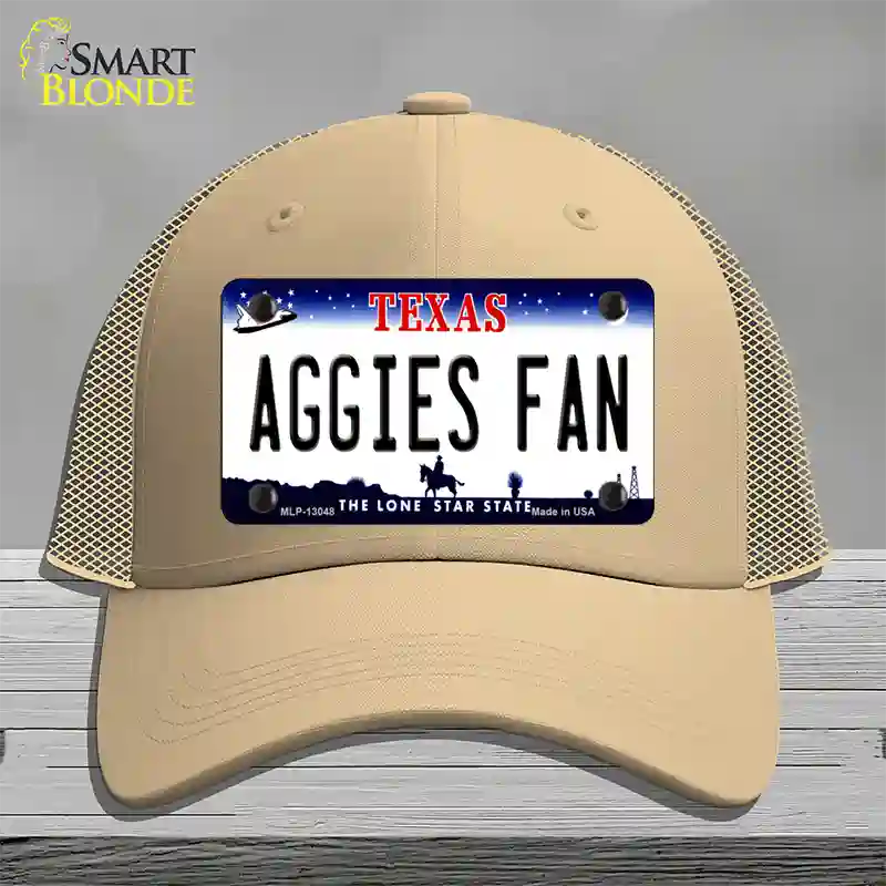 Aggies Fan Texas Novelty License Plate Hat Mesh / Khaki