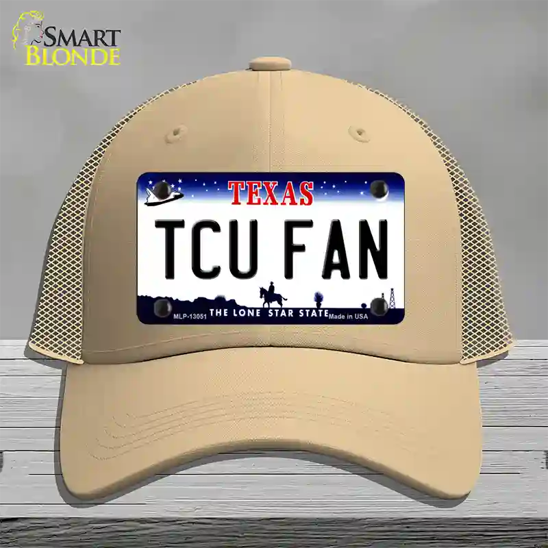 TCU Fan Novelty License Plate Hat Mesh / Khaki