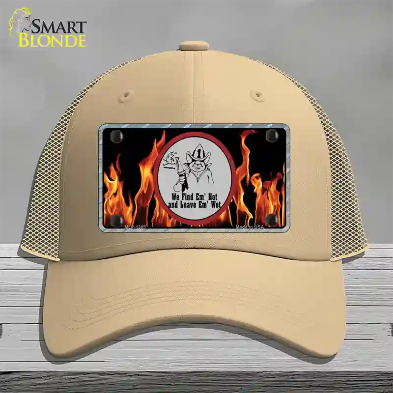 Find Hot Leave Wet Firefighter Novelty License Plate Hat Mesh / Khaki