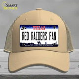 Red Raiders Fan Novelty License Plate Hat Mesh / Khaki