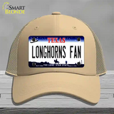 Longhorns Fan Novelty License Plate Hat Mesh / Khaki