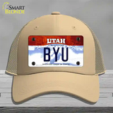 BYU Novelty License Plate Hat Mesh / Khaki