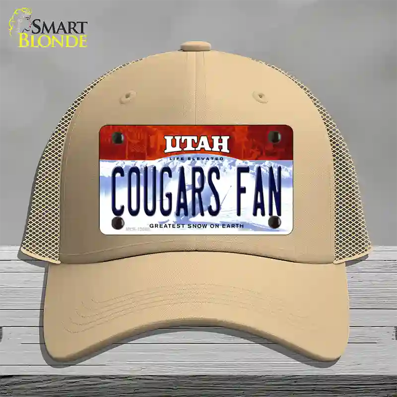 Cougars Fan Utah Novelty License Plate Hat Mesh / Khaki