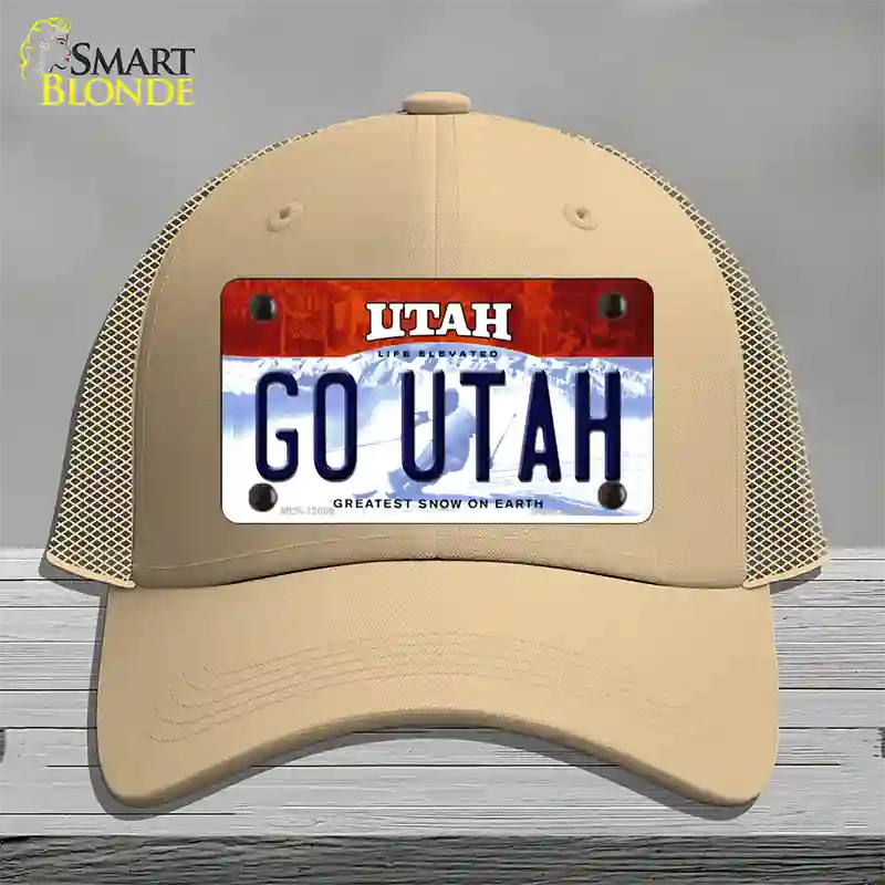 Go Utah Novelty License Plate Hat Mesh / Khaki