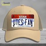 Utes Fan Novelty License Plate Hat Mesh / Khaki