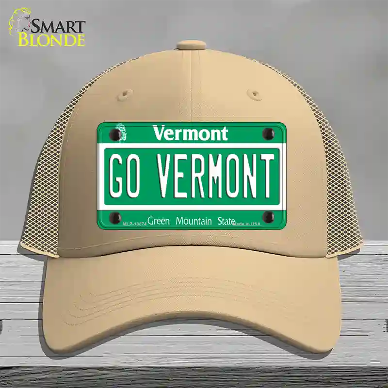 Go Vermont Novelty License Plate Hat Mesh / Khaki