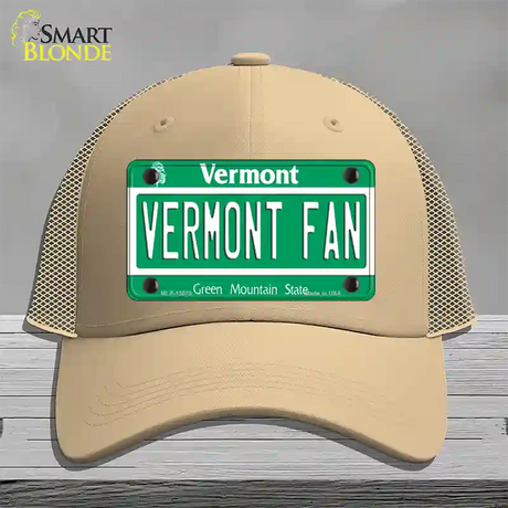 Vermont Fan Novelty License Plate Hat Mesh / Khaki