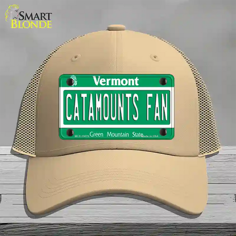 Catamounts Fan Novelty License Plate Hat Mesh / Khaki