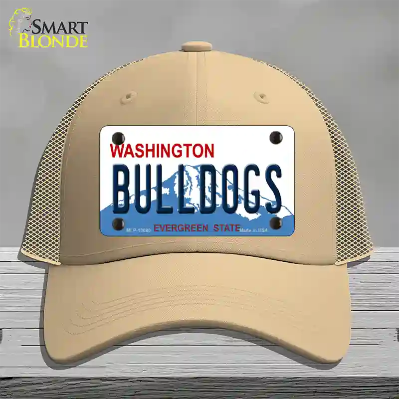 Bulldogs Washington State Novelty License Plate Hat Mesh / Khaki