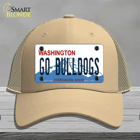 Go Bulldogs Washington Novelty License Plate Hat Mesh / Khaki