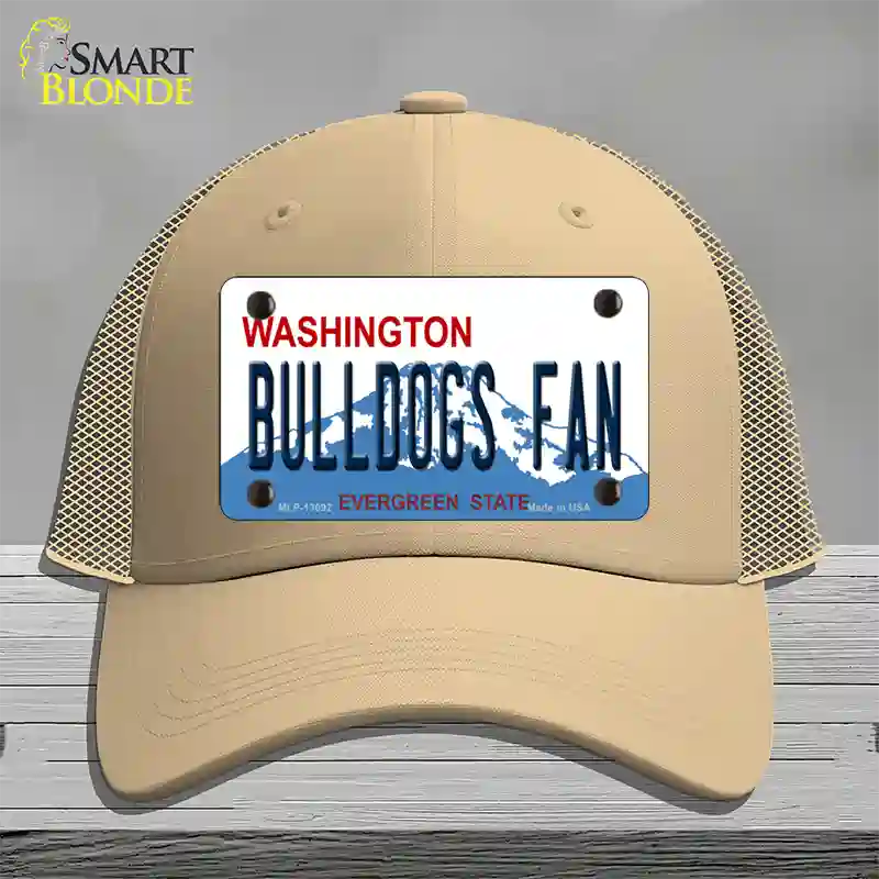 Bulldogs Fan Washington Novelty License Plate Hat Mesh / Khaki