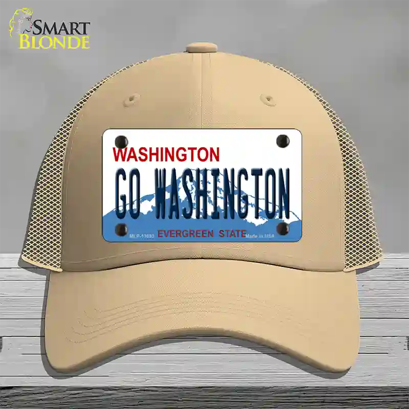 Go Washington Novelty License Plate Hat Mesh / Khaki