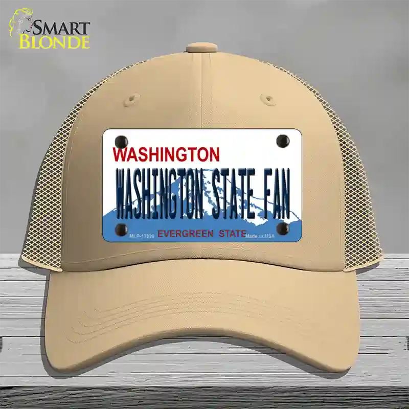 Washington State Fan Novelty License Plate Hat Mesh / Khaki