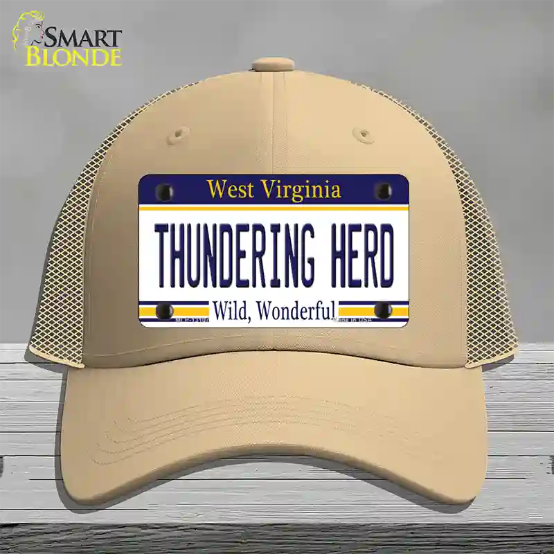 Thundering Herd Novelty License Plate Hat Mesh / Khaki