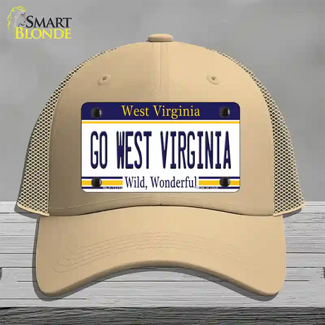 Go West Virginia Novelty License Plate Hat Mesh / Khaki