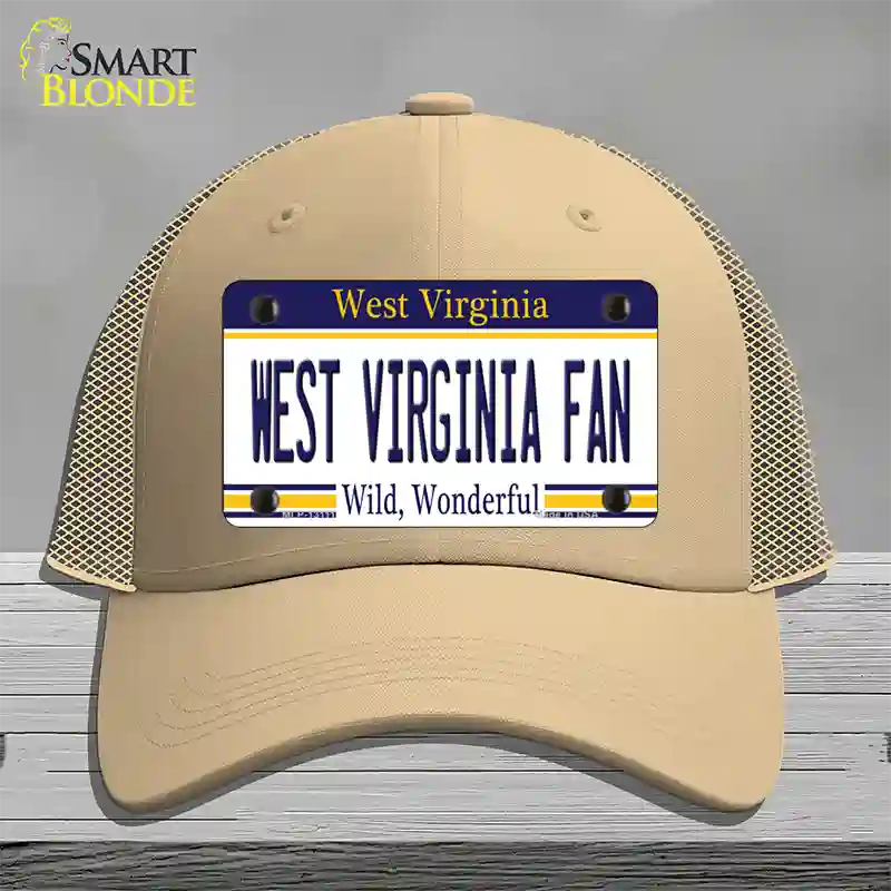 West Virginia Fan Novelty License Plate Hat Mesh / Khaki