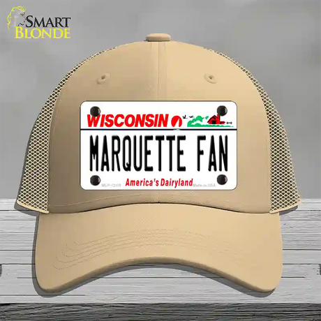 Marquette Fan Novelty License Plate Hat Mesh / Khaki