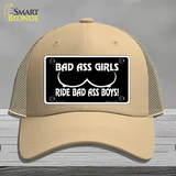 Bad Ass Girls Novelty License Plate Hat Mesh / Khaki