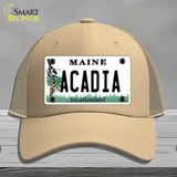 Acadia Maine Novelty License Plate Hat Mesh / Khaki