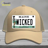 Wicked Maine Novelty License Plate Hat Mesh / Khaki