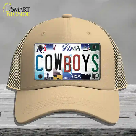 Cowboys Strip Art Novelty License Plate Hat Tag Mesh / Khaki