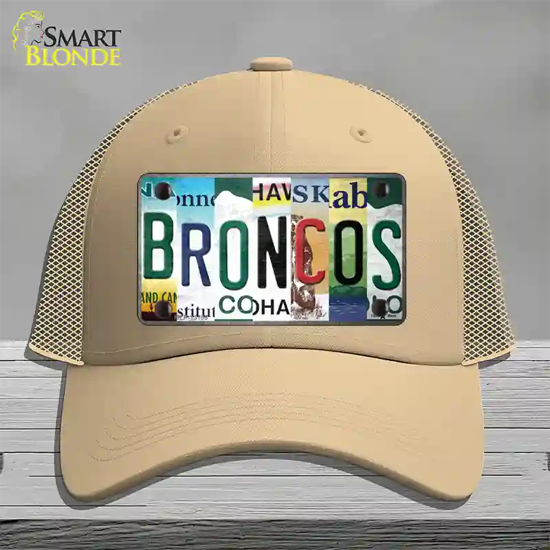 Broncos Strip Art Novelty License Plate Hat Tag Mesh / Khaki