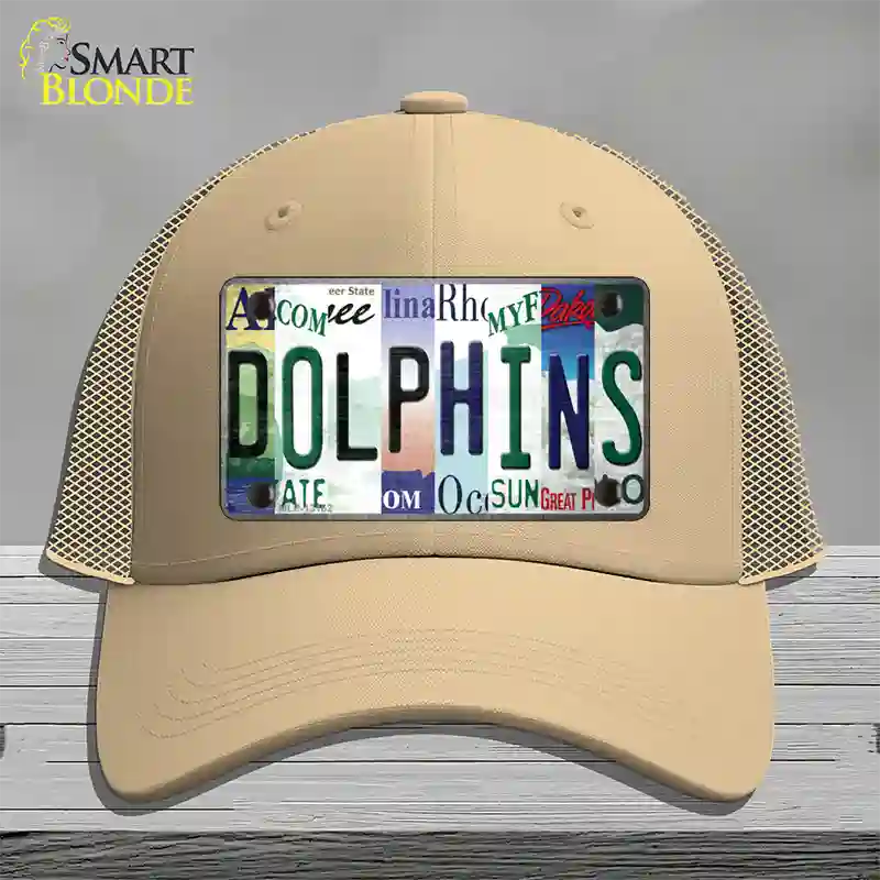 Dolphins Strip Art Novelty License Plate Hat Tag Mesh / Khaki