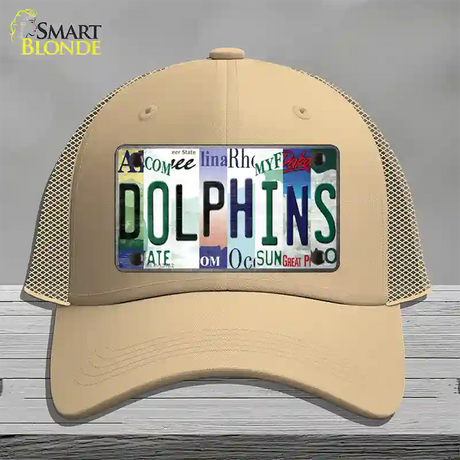 Dolphins Strip Art Novelty License Plate Hat Tag Mesh / Khaki