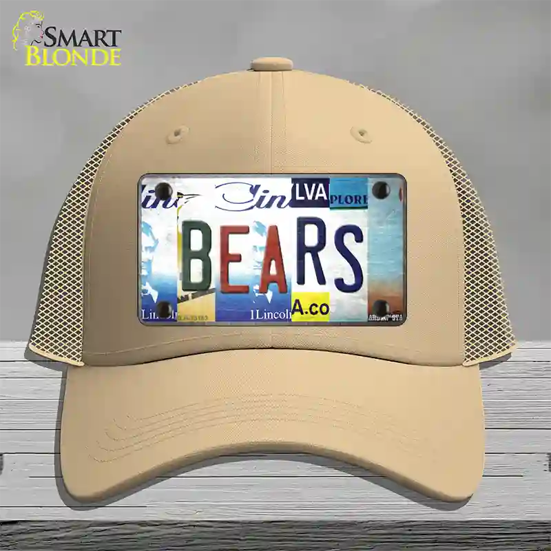 Bears Strip Art Novelty License Plate Hat Tag Mesh / Khaki