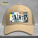 Saints Strip Art Novelty License Plate Hat Tag Mesh / Khaki