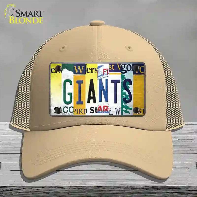 Giants Strip Art Novelty License Plate Hat Tag Mesh / Khaki