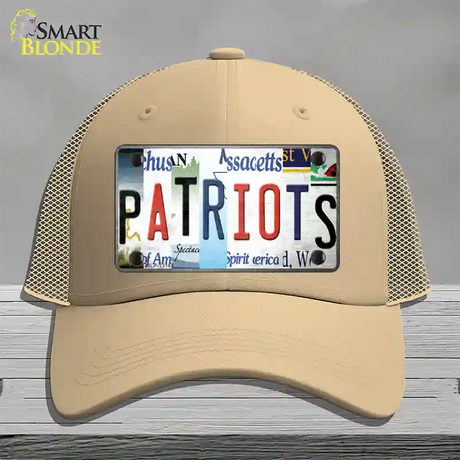 Patriots Strip Art Novelty License Plate Hat Tag Mesh / Khaki