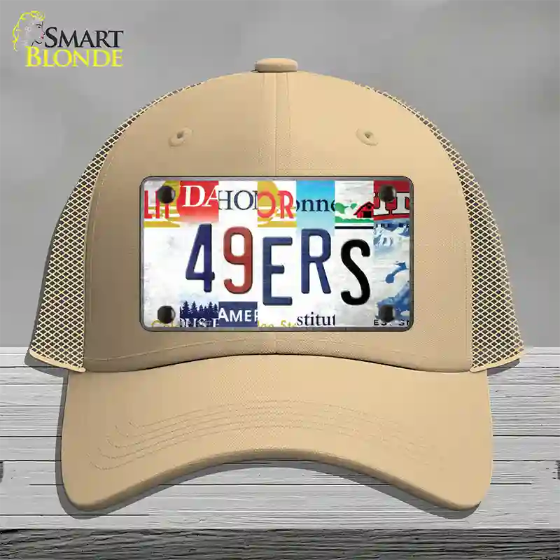 49ers Strip Art Novelty License Plate Hat Tag Mesh / Khaki