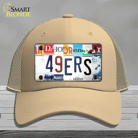 49ers Strip Art Novelty License Plate Hat Tag Mesh / Khaki