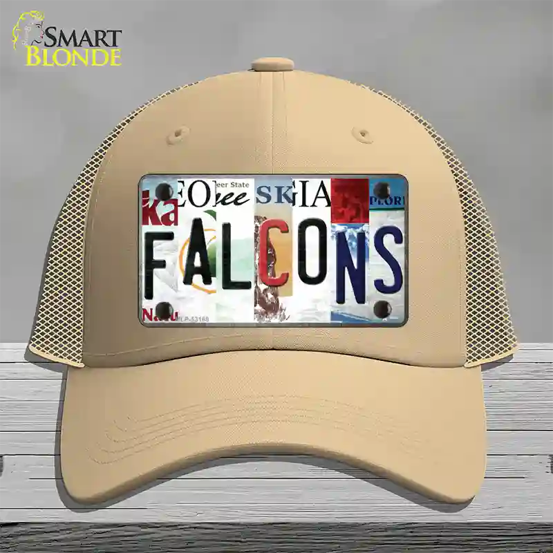 Falcons Strip Art Novelty License Plate Hat Tag Mesh / Khaki