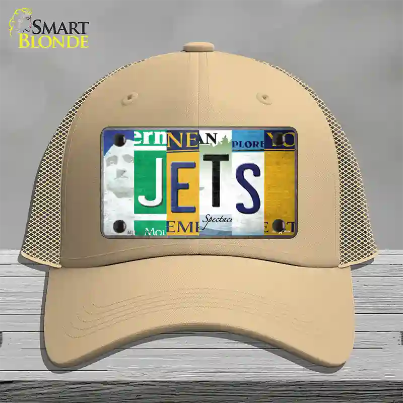 Jets Strip Art Novelty License Plate Hat Tag Mesh / Khaki