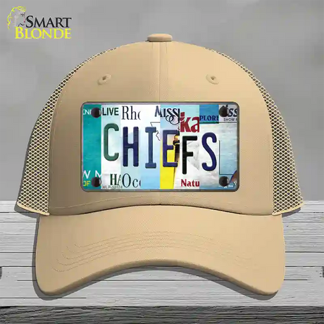 Chiefs Strip Art Novelty License Plate Hat Tag Mesh / Khaki