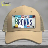 Browns Strip Art Novelty License Plate Hat Tag Mesh / Khaki