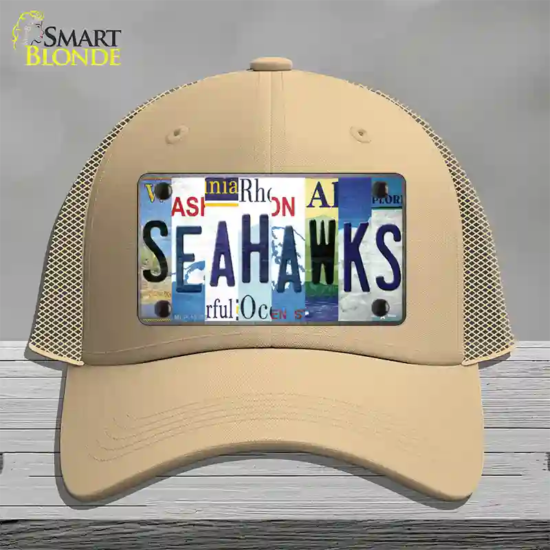 Seahawks Strip Art Novelty License Plate Hat Tag Mesh / Khaki