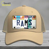 Rams Strip Art Novelty License Plate Hat Tag Mesh / Khaki